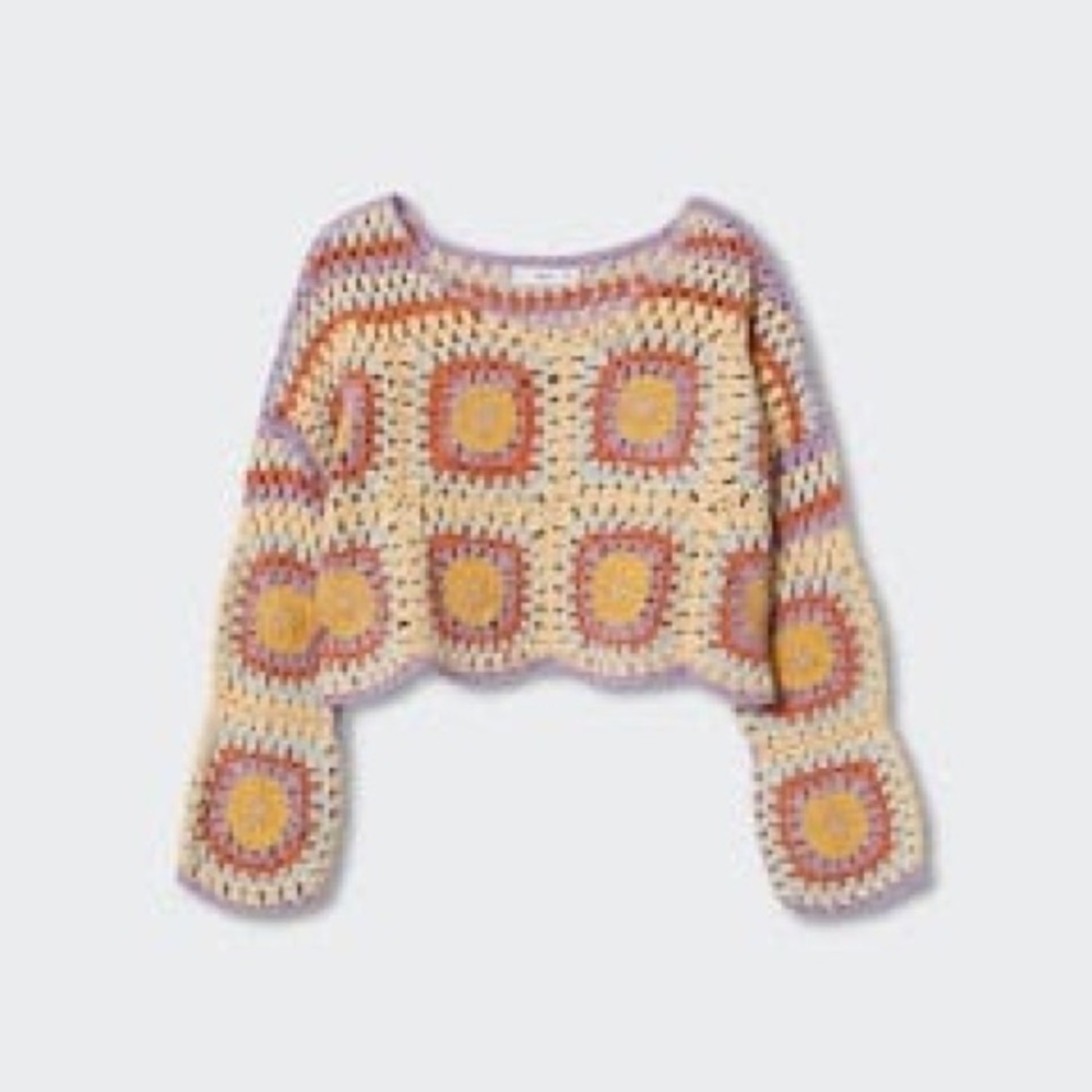 Mango crochet cropped sweater